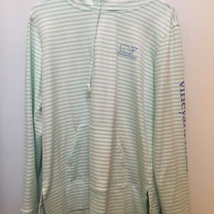 Teal ans white striped vineyard vines hoodie